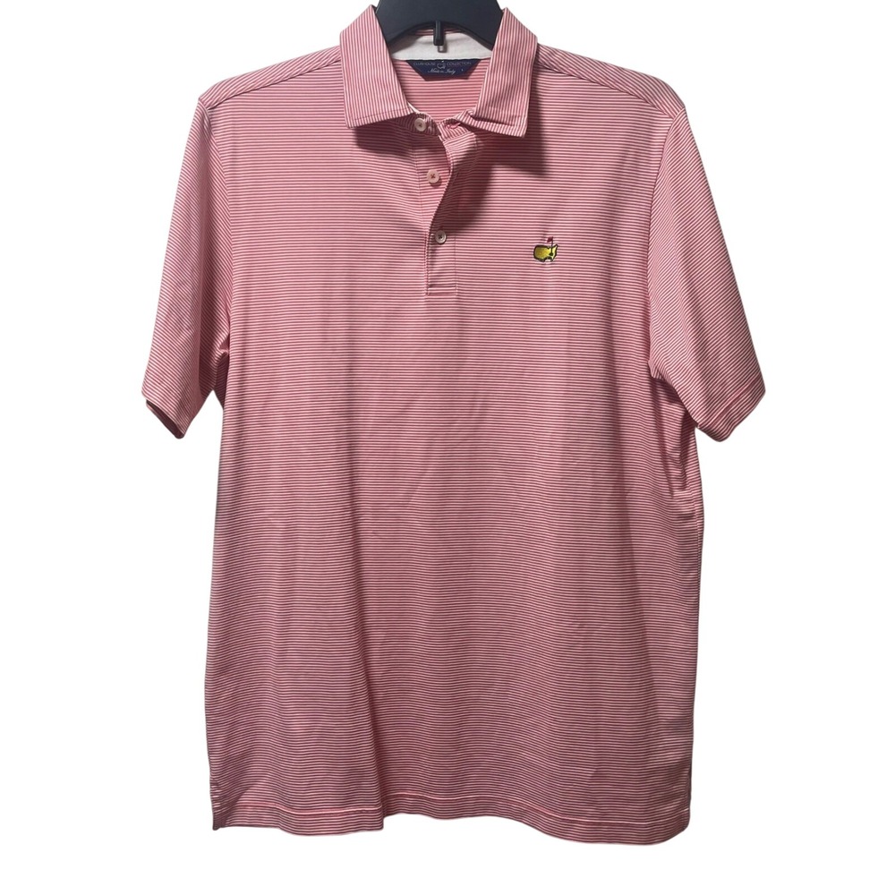 Clubhouse Collection Masters Polo Shirt Mens Large‎ Pink White Stripe